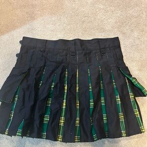 Black Cotton Irish Tartan Hybrid Kilt Size 54